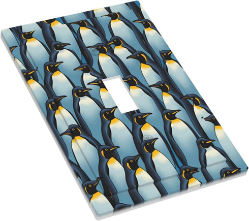 haigof 1 3 5 Inch Antarctic Penguins Light Switch Cover Wall Plate Gang Single Plates Print Faceplate Home Decor X