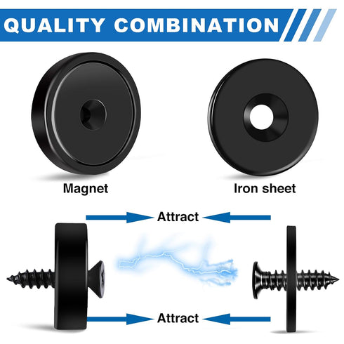 20lbs 12Pack Locks-Black,0.63x0.19inch LOVIMAG Cabinet Magnets, Rare Earth Magnets, Strong Magnet with Holes and Iron