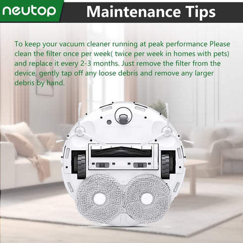 Neutop Replacement Filter Sets for Ecovacs Deebot T20 OMNI, T20, T20 Max, T20 Pro, Robot Vacuum Accessories, 12-Pack