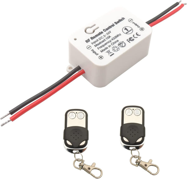 DieseRC 433Mhz Universal Wireless Remote Control Switch, DC 12V 1CH RF Relay Receiver Module with 2 Transmitters