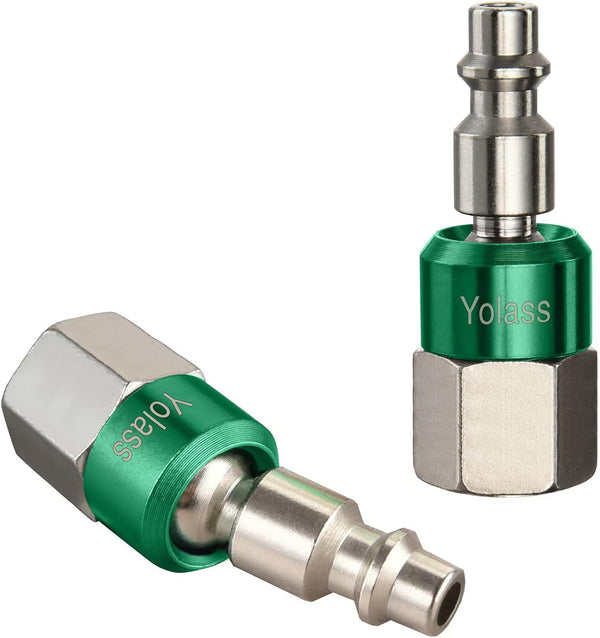 Yolass Air Tool Fittings, 1/4"FNPT 360° Swivel Utility Industrial Air Hose Fittings, 2Pcs 1/4"NPT Plug