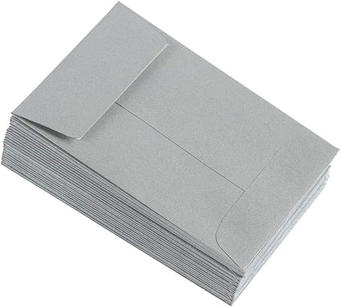 LUXPaper #4 Coin Envelopes | 3'' x 4 1/2'' | Silver Metallic | 80lb. Text | 50 Quantity