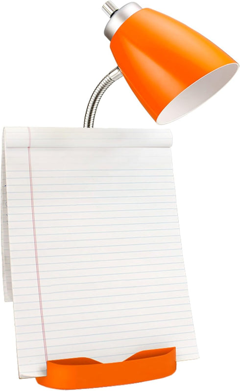 LD1093-ORG 18.5" Simple Designs All-in-One Gooseneck Desk Lamp with iPad Stand, Book Holder, and Convenient USB Port