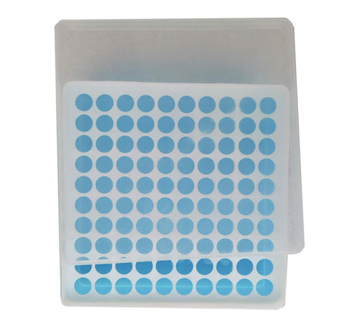 Plastic Square 100 Positions Laboratory 0.5ml/1.2ml/1.5ml/2ml Centrifuge Tube Case Box, Polypropylene, Autoclaved