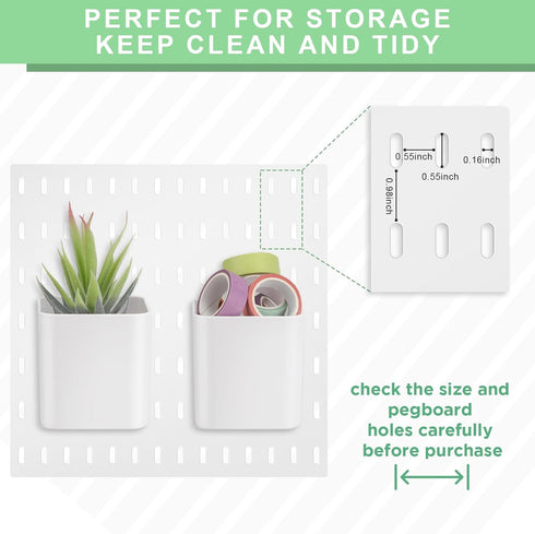 4 Pcs Pegboard Cups with Hooks - 2.9 x 3.5 x 3.2 Inch Pegboard Organizer Cups for Garage, Kitchen, Office