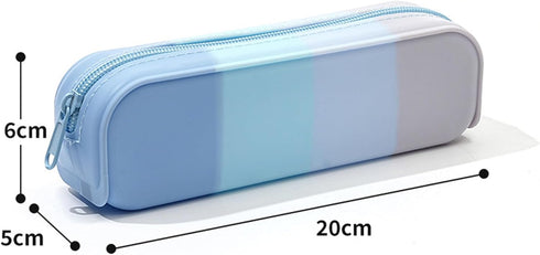 YYaaloa Colorful Silicone Pencil Case, Waterproof Aesthetic Pencil Pouch Small Bag for Women, Makeup Pouch (Blue)