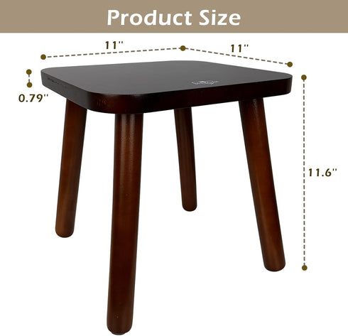 BEE&OAK 11 Inch 300 lbs Wooden Step Stools for Adults, Solid Rubber Wood Non-Slip Step Foot Stool, Heavy Duty One Step