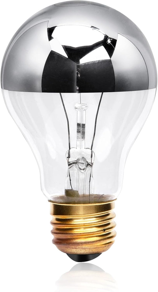 Verplexter 60A19HM Half Chrome 60W A Shape Bulb for Open fixtures, Pendants, Restaurant