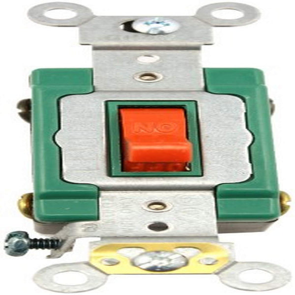 Leviton 3032-2R 30 Amp, 120/277 Volt, Toggle Double-Pole AC Quiet Switch, Extra Heavy Duty Spec Grade, Self Grounding, Back and Side Wired, Red, Image