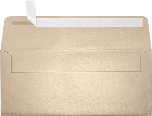 LUXPaper #10 Business Envelopes, Peel & Press, 4 1/8" x 9 1/2", Taupe Metallic, 81lb Text, 50 Qty