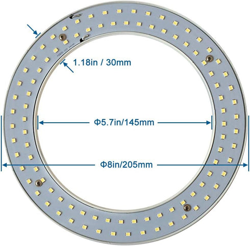 T9 LED Circline Light Bulb, 8 Inch 1600LM, 13W Clear Cover 6000K Replacement for FC8T9/CW, Ballast Bypass Required