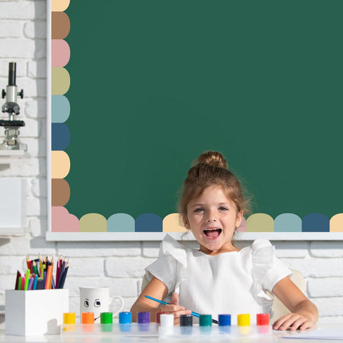 Whaline 32.8ft Multi Colors Bulletin Board Borders Colorful Die-Cut Strips Rolled Trim for School Office Chalkboard