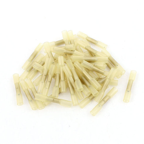 uxcell 50 Pcs BHT0.5 Heat Shrink Electrical Waterproof Solder Wire Terminals, AWG 26-22 Yellow