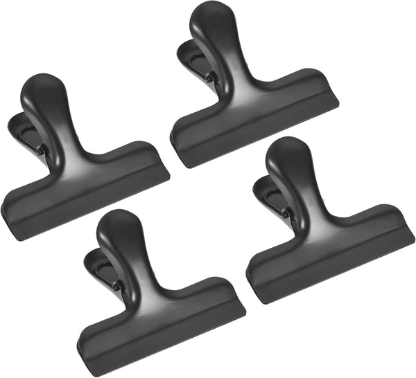 PATIKIL 3 Inch Wide Stainless Steel Clips, 4 Pack Small Black Clamps for Food and Paper