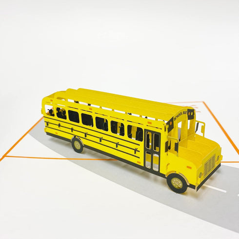 Pop Up School Bus Card - 3D Greeting Card for Happy Birthday, Congratulations, New School Year Gift