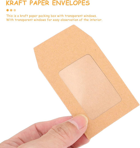 iplusmile Coin Envelopes, 25pcs Window Check Envelopes, Kraft Paper with Clear Window for Business Document Storage