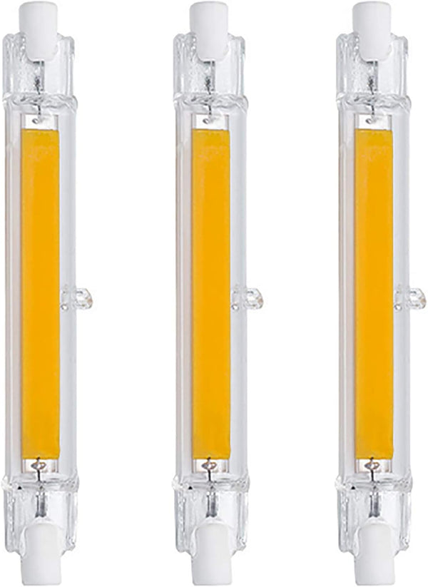 118mm R7S COB LED Light Bulb, 15W J Type T3 Shape, 100W Halogen Replacement, 3000K Warm White, 3 Pack