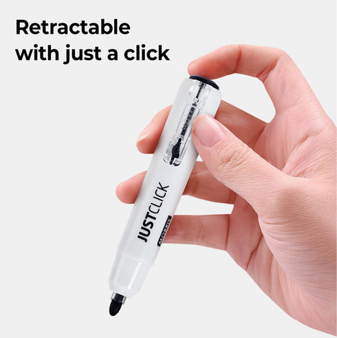 carrotez 12 Count Retractable Dry Erase Markers, Low Odor White Board Markers, Bullet Tip, Thick Barrel, Black