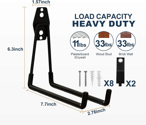 BRCRXW 4 Pack Garage Hooks Heavy Duty, Large Square Steel Garage Storage Hooks with Anti-Slip Coating, Multi-Purpose