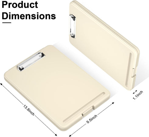 Hongri Clipboard with Storage, Heavy Duty Foldable Nursing Clipboards for Office School Supplies, Khaki Clip Board Case