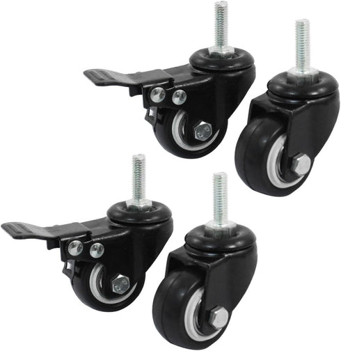uxcell a14071600ux0660 Shopping Wheel Trolley Brake Swivel Caster, 1.58-Inch, Black, 4-Piece