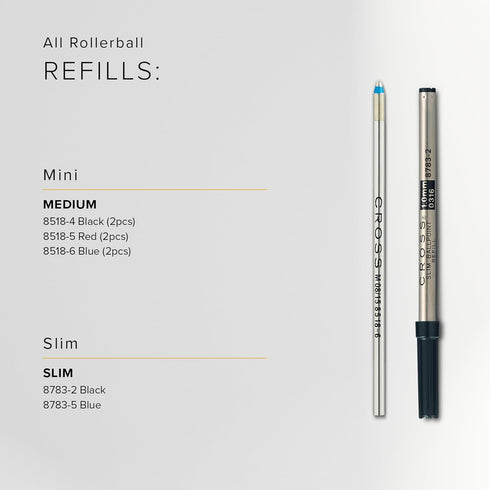 Cross Ball-Point Refill for Standard Pen, Blue Ink, Broad Point