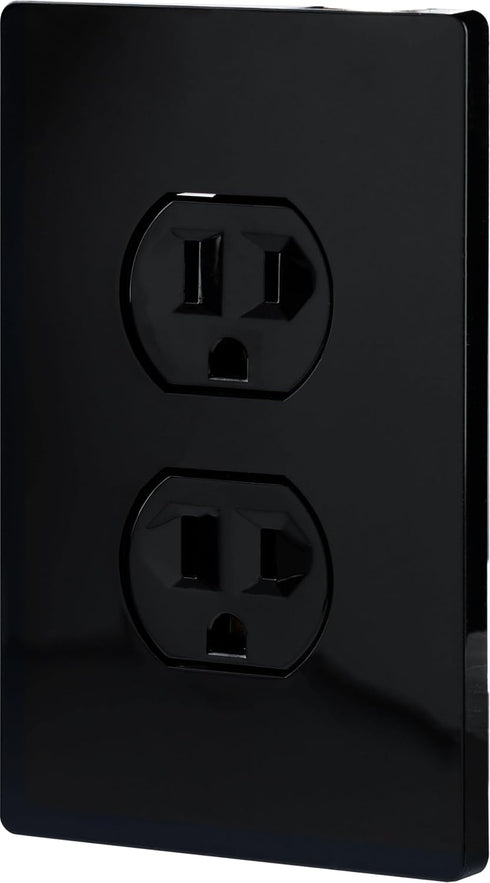 15A 125V, 3 85845 GE Grounding Duplex Heavy-Duty Receptacle, Black Outlet, Electrical Wall Receptacle Outlet, Supports