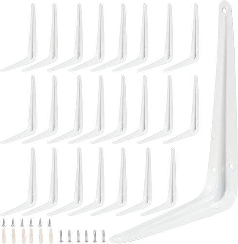 ZOENHOU 24 Pack 6 x 8 Inch White Shelf Brackets, Heavy Duty