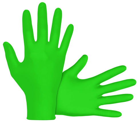 SAS Safety 66550 Derma-Vue Powder-Free Exam Grade Nitrile, 6 mil, Neon Green, Small Size
