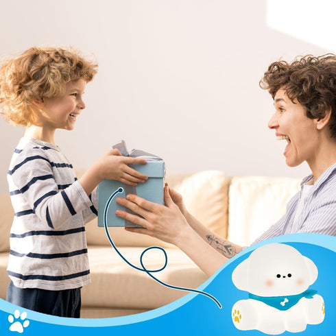 Dimmable Squishy Nursery Puppy Night Light, Cute Silicone Light for Toddlers, Rechargerable Soft Touch Bedtime Baby