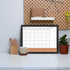 Monthly Calendar Dry Erase White Board & Cork Bulletin Board, 13" x 17" with Black Wood Frame
