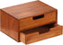 Double Drawer Desktop Storage Organizer, Modern Wood Design 2-Drawer Stackable Unit, Mahogany Wood