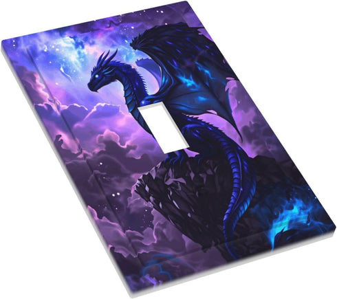 HTSAHKV 3 5 Inch Cosmic Dragon Wall Plate Light Switch Cover Single Gang Outlet Faceplate Print Plate Cover X