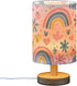 ALAZA Flower Rainbow Heart Lamp for Girls Boys Bedroom Bedside Table Lamp with USB Port LED Kids Nightstand Lamp Wood