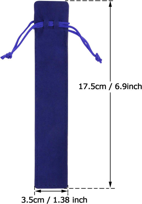 Tupalizy 10PCS Velvet Drawstring Pen Pouch Bag, 6.9x1.4 Inch Small Case for Protecting Gifting Storing Pens (Blue)