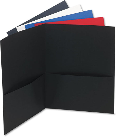 Universal UNV56613 2-Pocket Portfolio, 11 in. x 8.5 in., Embossed Leather Grain - Assorted (25/Box)