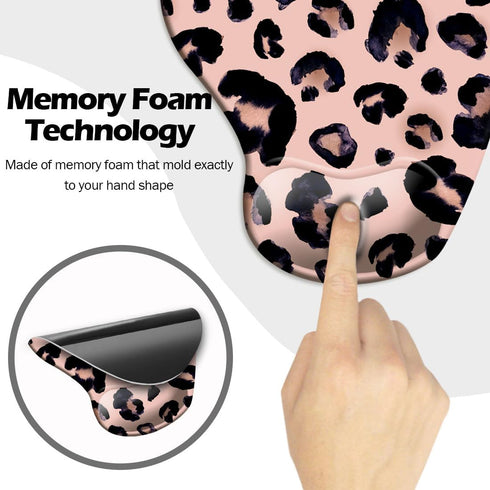 Ergonomic Mouse Pad with Wrist Support and Coaster, Non-Slip PU Base for Home Office, Easy Typing & Pain Relief