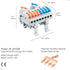 6pcs DIN Rail Terminal Blocks, DIY Splicing Wire Connectors for Circuit Inline 18-12AWG (2 in 8 out)