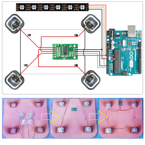 4pcs Load Cell 50kg Half Bridge Strain Gauge Digital Scale Weight Sensor + 1pc HX711 Amplifier Module