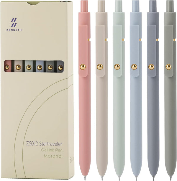 Ddaowanx Gel Pens, 6 Pcs 0.5mm Quick Dry Black Ink, Fine Point Smooth Writing Pens, Cute Office Supplies