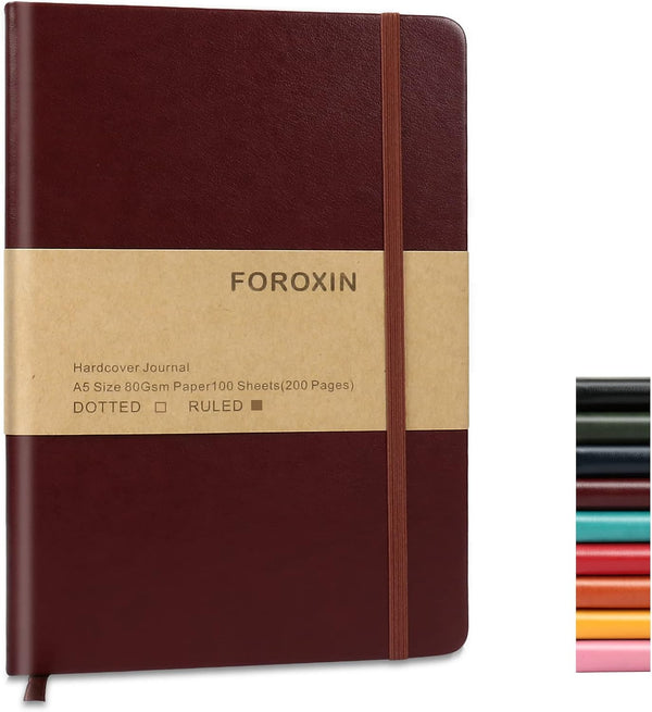 Journal Notebook (A5-Lined, Brown), 192 Pages, Medium 5.7 x 8.3 inches, 80 gsm Thick Paper, Hardcover