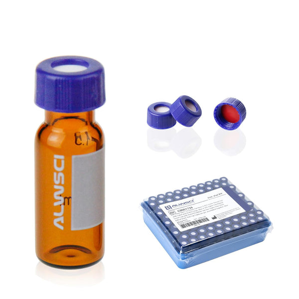 ALWSCI Ultraclean Vials for Chromatography Kit, 2 ml 9 mm HPLC Vial with Blue Screw Cap, 100 Pack