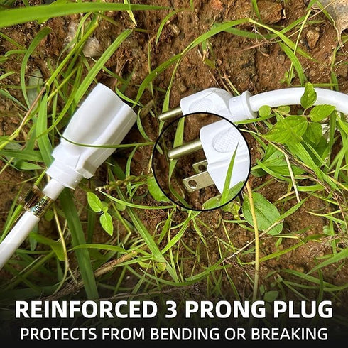 YOJOE 12/3 12 ft White Outdoor Extension Cord - 12 Gauge Heavy Duty SJTW 3 Prong Waterproof for Gardening