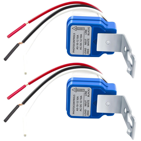 2 Pack AC DC 12V 10A Auto On/Off Photocell Light Switch Photocell