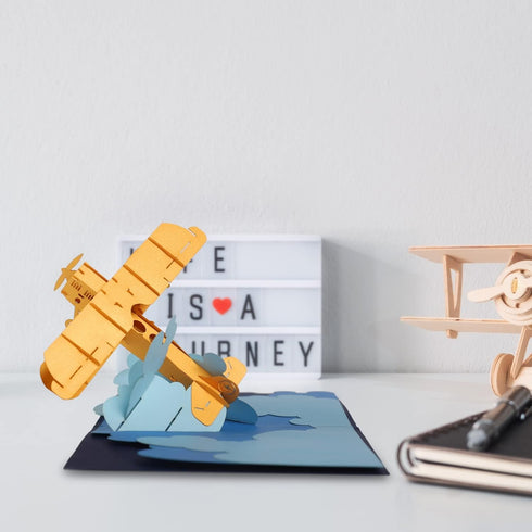 CUTE POPUP Wonderful Airplane Pilot Pop Up Card, Premium Handcrafted Italy Paper Gift for Any Occasion