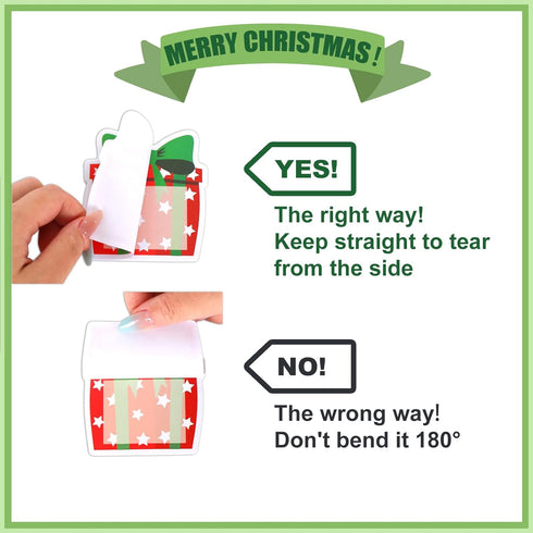 Whaline Christmas Sticky Note Notepad, 9 Designs Gift Box Memo Pad for Xmas Winter Office Classroom Supplies