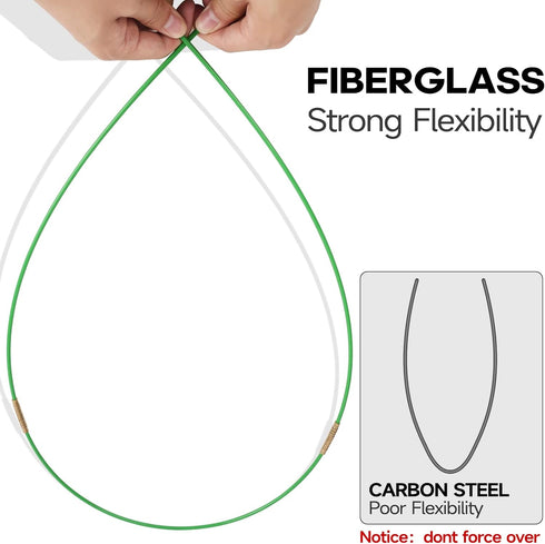 22FT Fiberglass Running Electrical Wire Cable Glow Rods, Fish Rods Electrical Kit with 8 Attachments