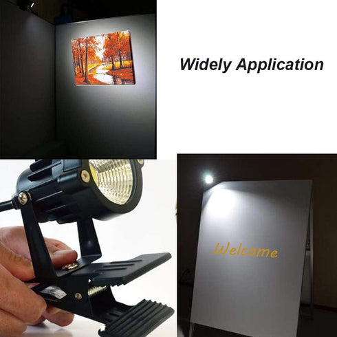 Outdoor 1pc 5W COB LED Clip on Light - IP65 Waterproof Adjustable Desk Stand COB Spotlights with Clip and US Plug