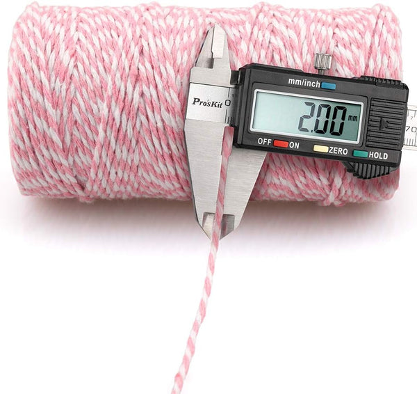 jijAcraft Pink and White Twine String, 328 Feet Christmas Bakers Twine String, 2MM Heavy Duty Packing String for DIY Crafts, Christmas Decoration, Gift Wrapping, Craft Wrapping by jijAcraft