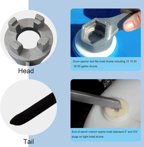 Bung Wrench Aluminum Drum Opener Tool for 10 15 20 30 50 55 Gallon Drums, Fits 2 inch and 3/4 inch Caps
